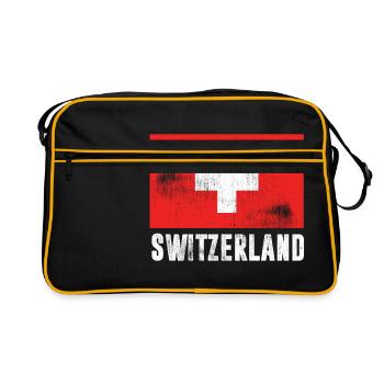 Drapeau suisse drapeau suisse vintage rétro - Sac Retro - noir/or - Devant