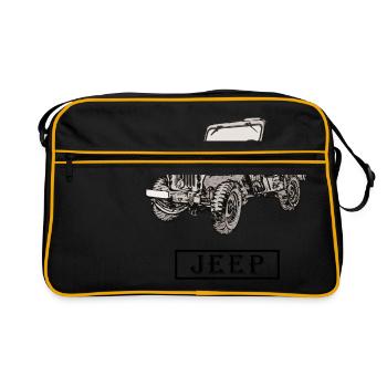 Willys Jeep dessin avec lettrage - Sac Retro - noir/or - Devant