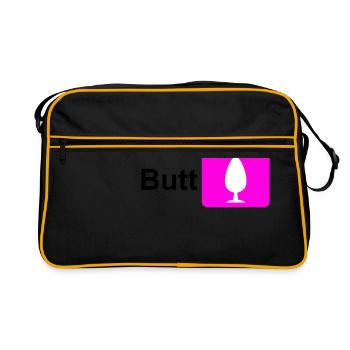 Butt Plug Symbol Pink (für hellen Hintergrund) - Retro Tasche - Schwarz/Gold - Vorne
