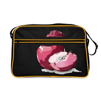 Apple red schöner Apfel rot - Retro Tasche - Schwarz/Gold - Vorne