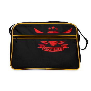 Quadrocopter Multicopter FPV Drohne Pilot Geschenk - Retro Tasche - Schwarz/Gold - Vorne