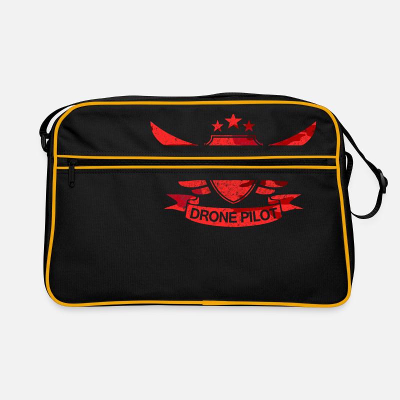 Quadrocopter Multicopter FPV Drohne Pilot Geschenk - Retro Tasche - Schwarz/Gold