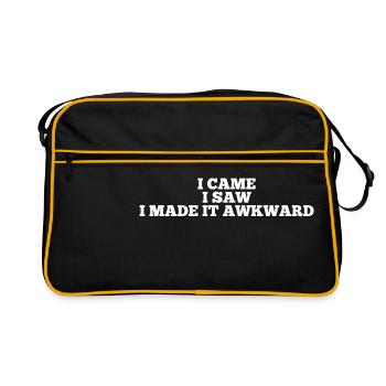 I CAME I SAW I MADE IT AWKWARD lustiger Spruch - Retro Tasche - Schwarz/Gold - Vorne