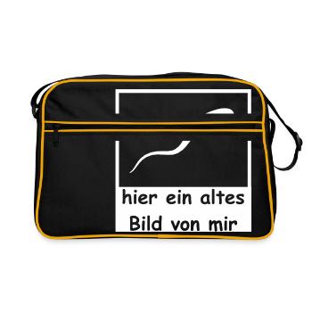 Spermie hier altes Bild von mir lustig witzig - Retro Tasche - Schwarz/Gold - Vorne