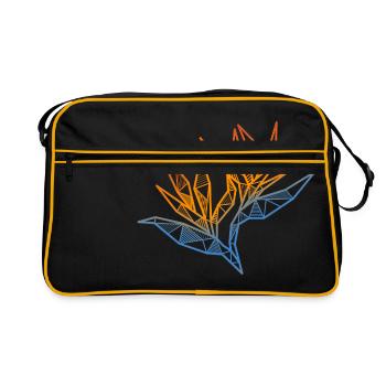 Paradiesvogel Blume geometrisch Geschenk Blumen - Retro Tasche - Schwarz/Gold - Vorne