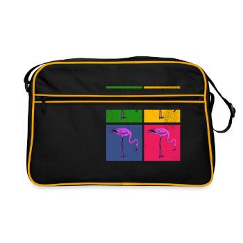 Flamingo - Retro Tasche - Schwarz/Gold - Vorne