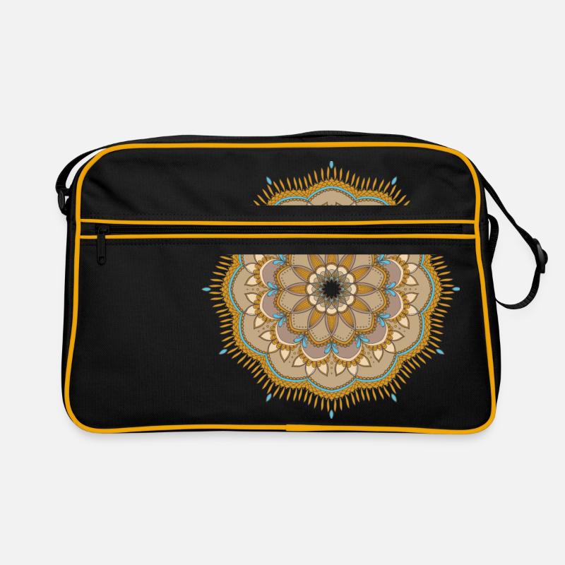 Mandala Mandelbrot - Retro Tasche - Schwarz/Gold