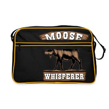 Moose Whisperer - Skandinavien Wildnis Natur - Retro Tasche - Schwarz/Gold - Vorne