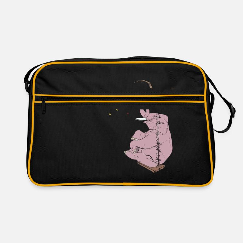 Elefant - Retro Tasche - Schwarz/Gold