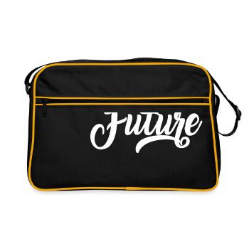 Future Geschenkidee cooles Design Geschenkidee - Retro Tasche - Schwarz/Gold - Vorne