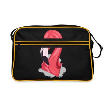 3D Flamingo - Retro Tasche - Schwarz/Gold - Vorne