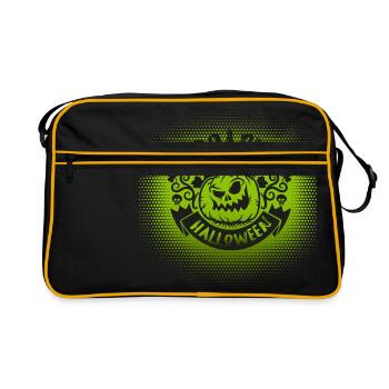 Idée de cadeau d'automne citrouille effrayant Halloween - Sac Retro - noir/or - Devant