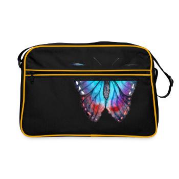 Papillon bleu - Sac Retro - noir/or - Devant
