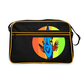 Fish nemo underwater zoo animals swim sea - Retro Bag - black/gold - Front