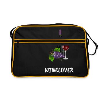 Wine lovers Gourmet wine festival Wine glass - Retro Bag - black/gold - Front