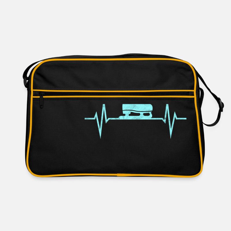 Schlittschuhe Eiskunstläufer EKG Puls Geschenk Retro Tasche