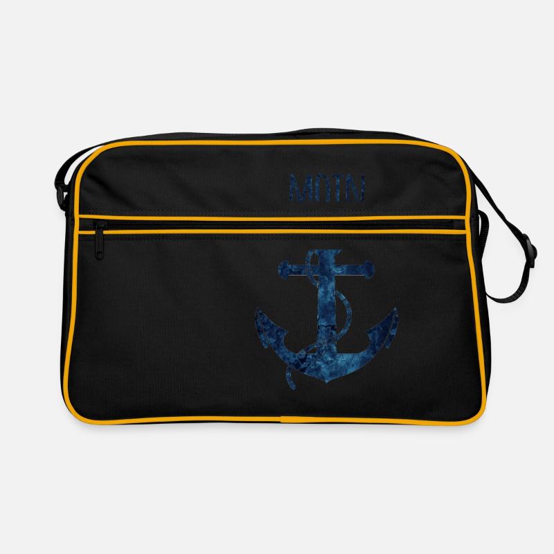 Anker Moin blau - Retro Tasche - Schwarz/Gold