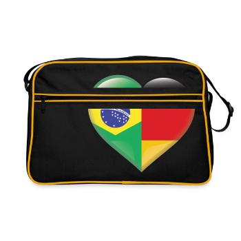 Coeur drapeau Brésil Samba Allemagne cadeau - Sac Retro - noir/or - Devant