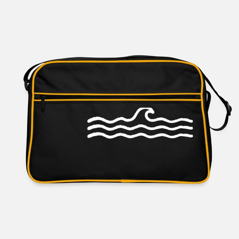 Wellen - Retro Tasche - Schwarz/Gold