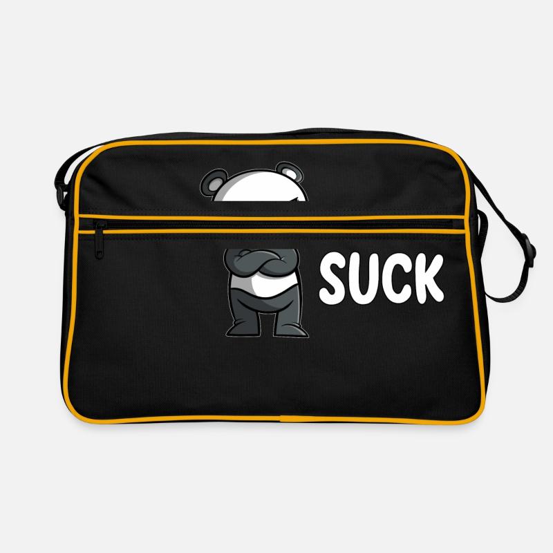 People Suck - Panda - Retro Tasche - Schwarz/Gold