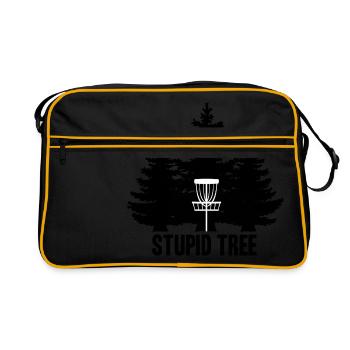 Disc Golf Shirt, discgolf, frisbee, stupid tree - Retro Tasche - Schwarz/Gold - Vorne