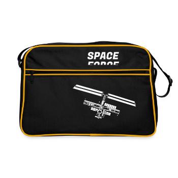 Space astronaut satellite universe universe - Retro Bag - black/gold - Front