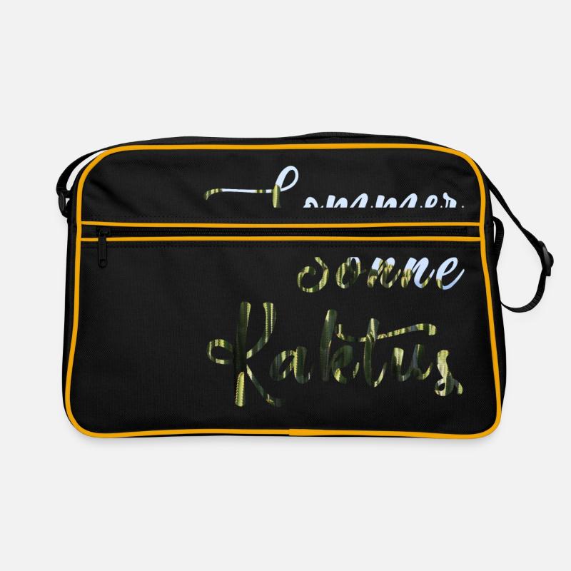 Sommer Sonne Kaktus - Retro Tasche - Schwarz/Gold