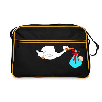 Stork apporte bébé - Sac Retro - noir/or - Devant