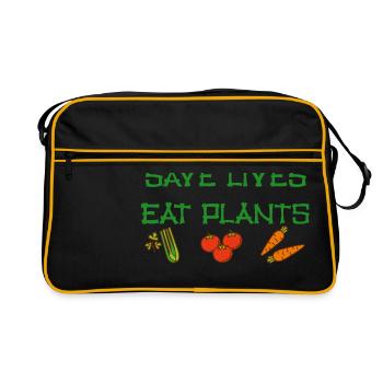 Veganer Vegetarier Tierschutz Geschenkidee - Retro Tasche - Schwarz/Gold - Vorne