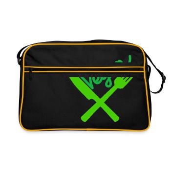 Idée de cadeau de végétarien végétarien - Sac Retro - noir/or - Devant