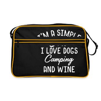 Je suis une fille simple J'aime les chiens Camping et vin - Sac Retro - noir/or - Devant