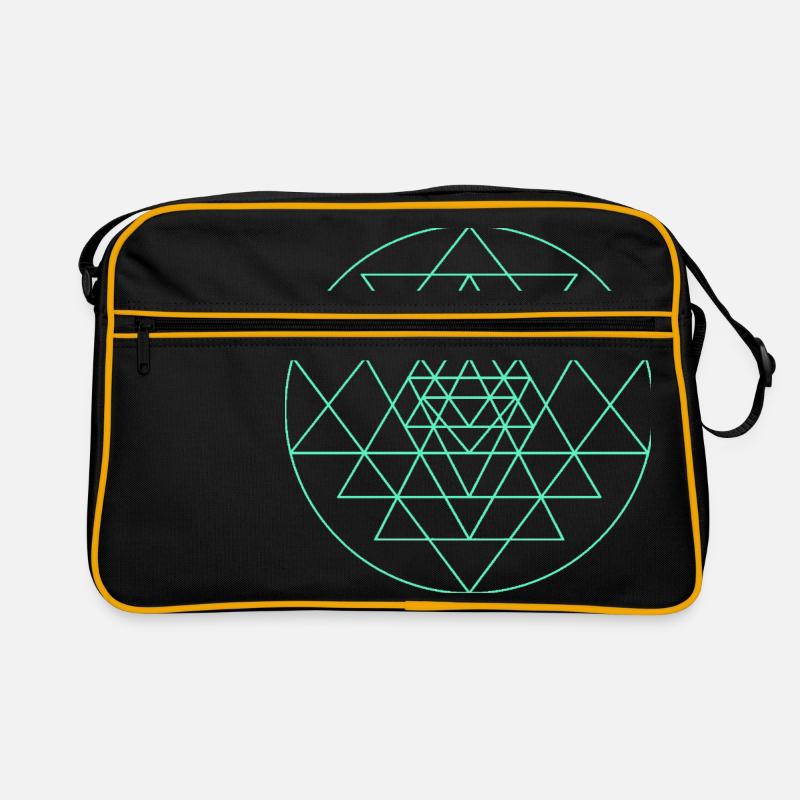 Sri Yantra Türkis - Retro Tasche - Schwarz/Gold