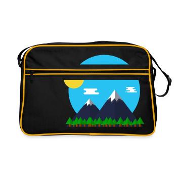 Flat Design Outdoor Mountain Forrest Park Gift - Retro Bag - black/gold - Front