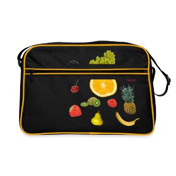 Früchte - Retro Tasche - Schwarz/Gold - Vorne
