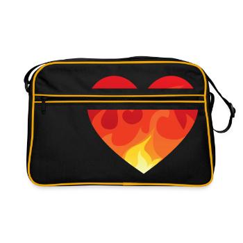 Coeur avec le feu de - Sac Retro - noir/or - Devant