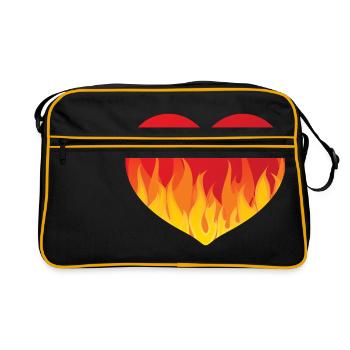 Coeur avec le feu de - Sac Retro - noir/or - Devant