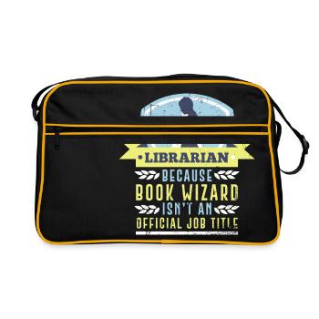 Bibliothek Bibliothekar Geschenk Lustig - Retro Tasche - Schwarz/Gold - Vorne