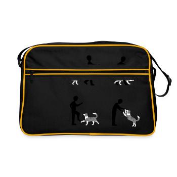 Quatre images pixels danse de chien Border Collie - Sac Retro - noir/or - Devant