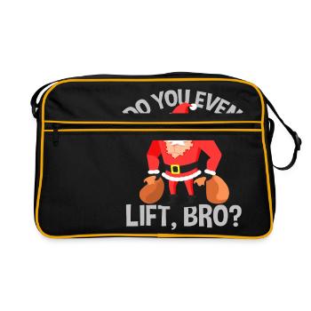 Weihnachten Santa Fitnesstudio - Retro Tasche - Schwarz/Gold - Vorne