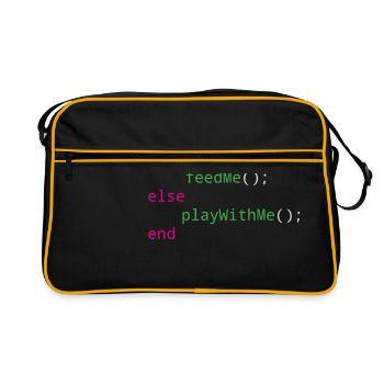 Programmierer Quellcode Hunger oder Spielen - Retro Tasche - Schwarz/Gold - Vorne