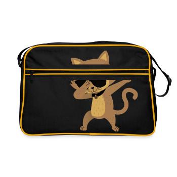 Un chat drôle avec des lunettes de soleil pose - Sac Retro - noir/or - Devant