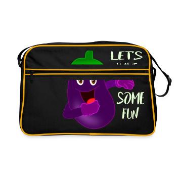 Funny eggplant is having fun - Retro Bag - black/gold - Front