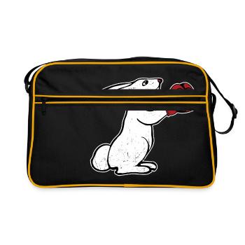 Boxender Hase Vintage Boxhandschuhe Geschenk Boxen - Retro Tasche - Schwarz/Gold - Vorne