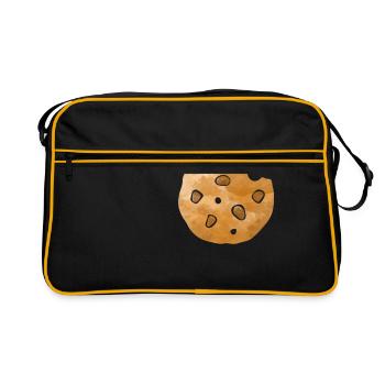 Wassermal „Keks“ Design. - Retro Tasche - Schwarz/Gold - Vorne