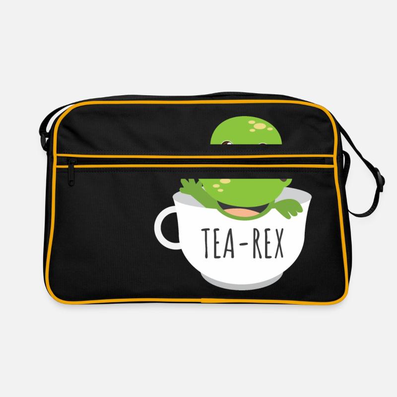 Dinosaurier Tea Rex in der Teetasse - Geschenkidee - Retro Tasche - Schwarz/Gold