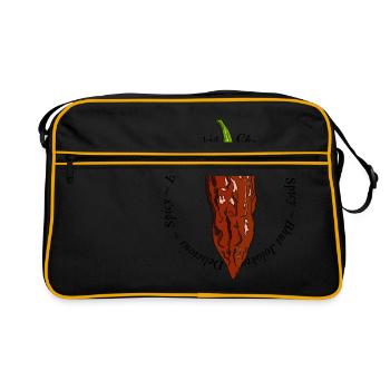 Bhut Jolokia Chocolate Chili Chilli Ghost Pepper - Retro Tasche - Schwarz/Gold - Vorne