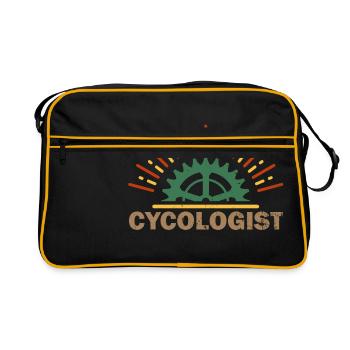 Lustig Fahrradfahrer Elektrofahrrad Raddler Gesche - Retro Tasche - Schwarz/Gold - Vorne