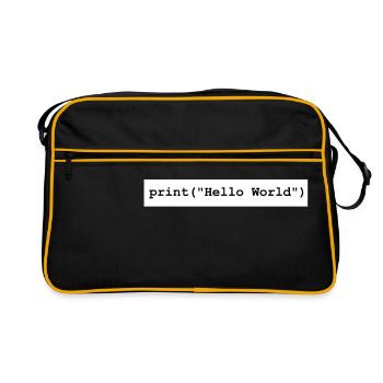 Hello World Python developer program gift - Retro Bag - black/gold - Front