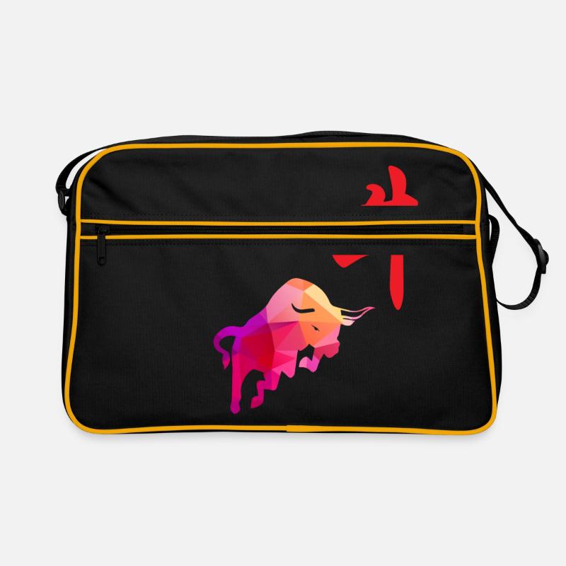 Signes du zodiaque chinois Bison Low Poly Art Sac Retro