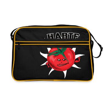 harte Tomate l Tomato Ketchup Gemüse Vegetarisch - Retro Tasche - Schwarz/Gold - Vorne